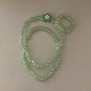 Green glass bead bracelet set